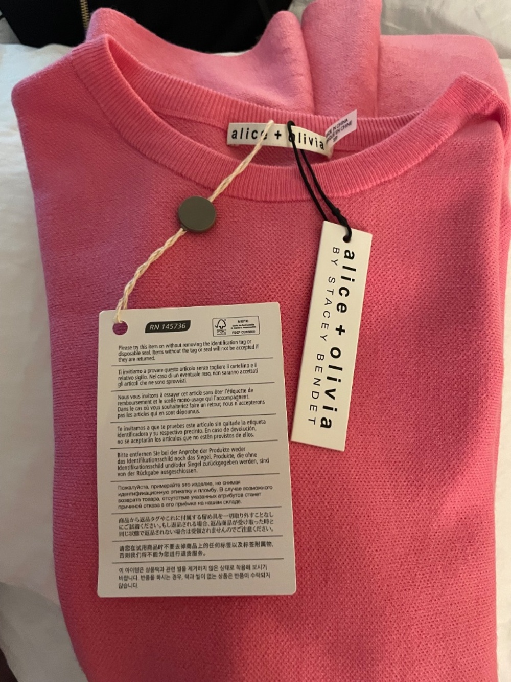 $465 NWT Alice + Olivia Murray Mini Sweater Dress in Calypso Pink Sz Small - Picture 5 of 9